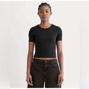 Everlane ’90s Rib Tee Shirt Organic Cotton Ribbed Top Black